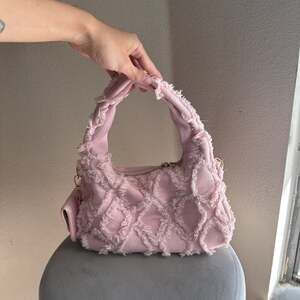Raw Trim Hobo Bag With Coin Purse Pink Polyester For Daily Life